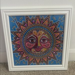 Bejeweled Sunburst Wall Art - Vibrant Blue, Red, Gold 12X12